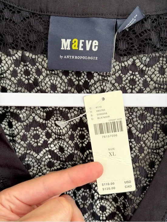 Anthropologie Maeve Sheer Lace Blouse in Black, SZ XL NWT - Picture 10 of 10